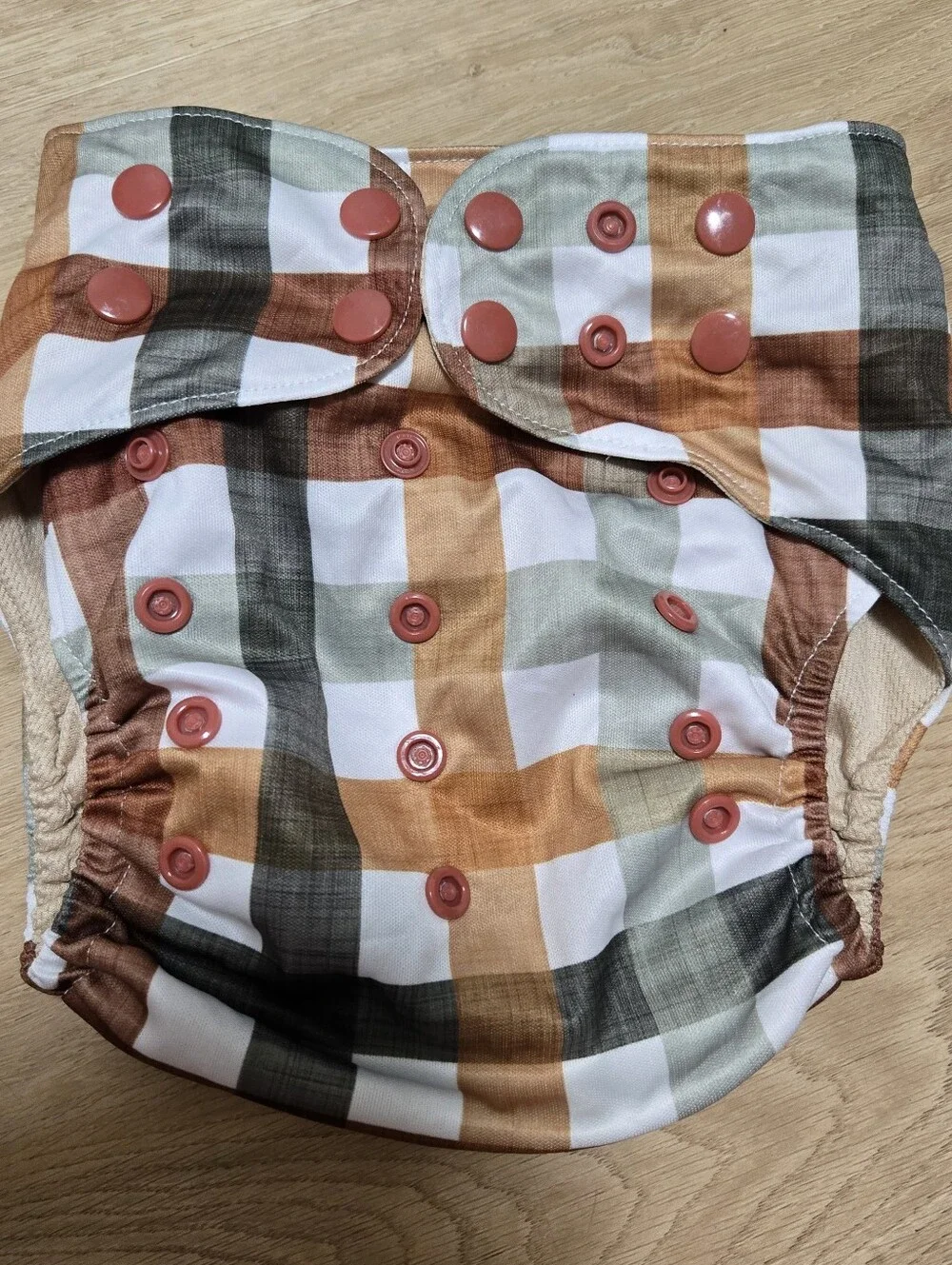 Dino diapers one size pocket cloth diaper gingham print
